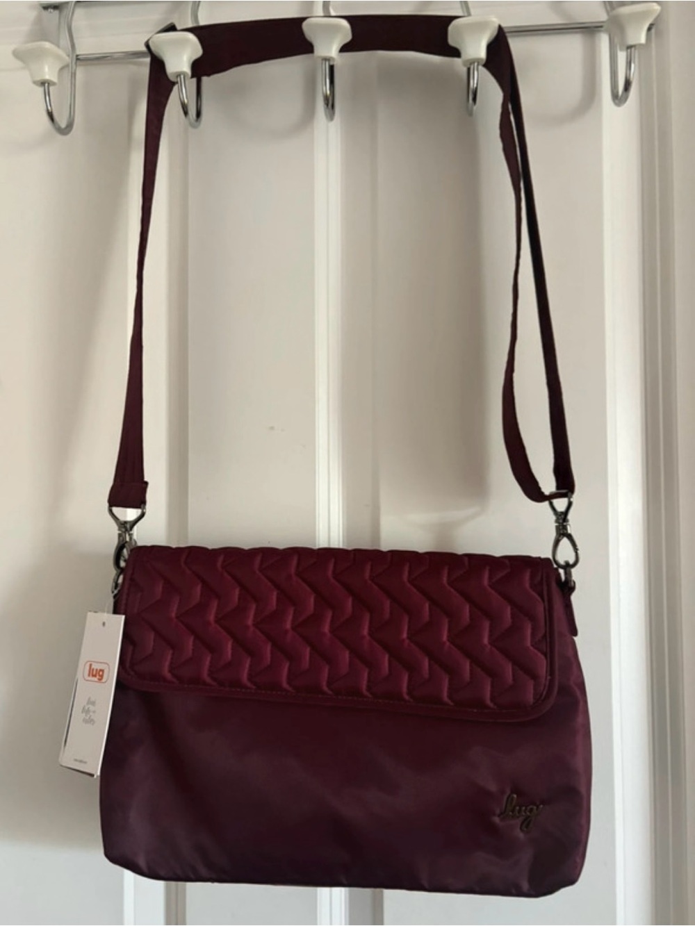 lug Soar Wine Red Quilted Convertible Crossbody Bag 2 straps, NWT